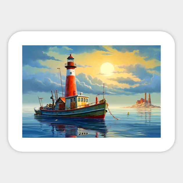 Lighthouse Seacoast Serene Landscape Sticker by Cubebox